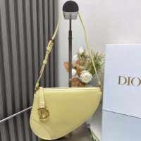 Dior CD Women Saddle Rodeo Pouch Pastel Yellow Goatskin (7)