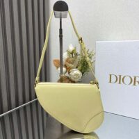 Dior CD Women Saddle Rodeo Pouch Pastel Yellow Goatskin (7)