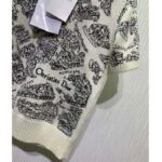 Dior CD Women Short-Sleeved Sweater White Navy Blue Cashmere Knit – Image 7