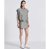 Dior CD Women Skort Gray Technical Taffeta Jacquard Dior Oblique Motif (8)