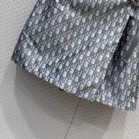Dior CD Women Skort Gray Technical Taffeta Jacquard Dior Oblique Motif (8)