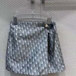 Dior CD Women Skort Gray Technical Taffeta Jacquard Dior Oblique Motif - Image 2