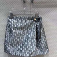 Dior CD Women Skort Gray Technical Taffeta Jacquard Dior Oblique Motif (8)