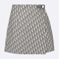 Dior CD Women Skort Gray Technical Taffeta Jacquard Dior Oblique Motif (8)