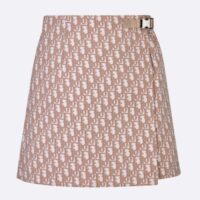 Dior CD Women Skort Pink Technical Taffeta Jacquard Dior Oblique Motif (19)