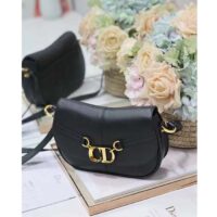 Dior CD Women Small CD Besace Bag Black Calfskin Leather (8)