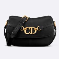 Dior CD Women Small CD Besace Bag Black Calfskin Leather (8)