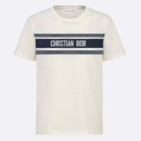 Dior CD Women T-Shirt White Navy Blue Cotton Jersey (1)