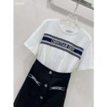 Dior CD Women T-Shirt White Navy Blue Cotton Jersey - Imagen 5