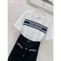 Dior CD Women T-Shirt White Navy Blue Cotton Jersey (1)