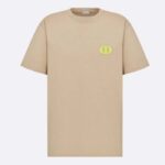 Dior Men CD Icon T-shirt Relaxed-Fit in jersey di cotone biologico beige