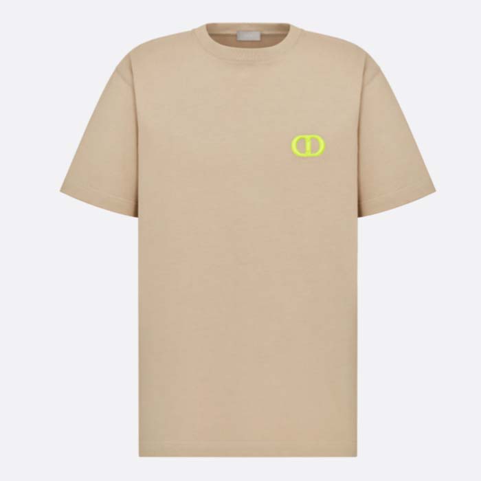 Dior Men CD Icon Relaxed-Fit T-Shirt Beige Organic Cotton Jersey