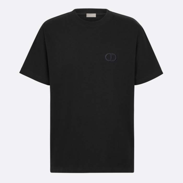 Dior Men CD Icon Relaxed-Fit T-Shirt Black Cotton Jersey