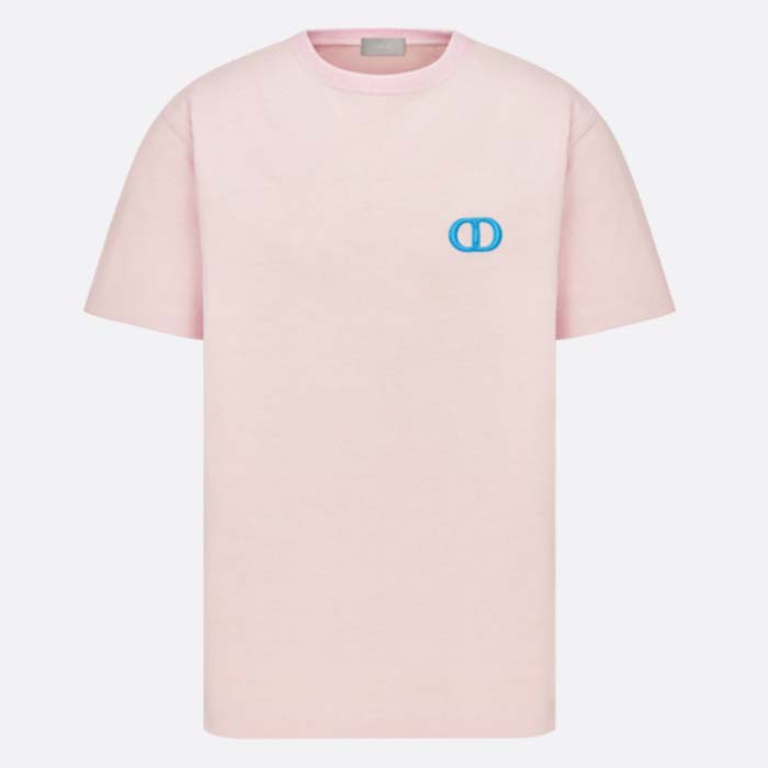 Dior Men CD Icon Relaxed-Fit T-Shirt Pink Organic Cotton Jersey