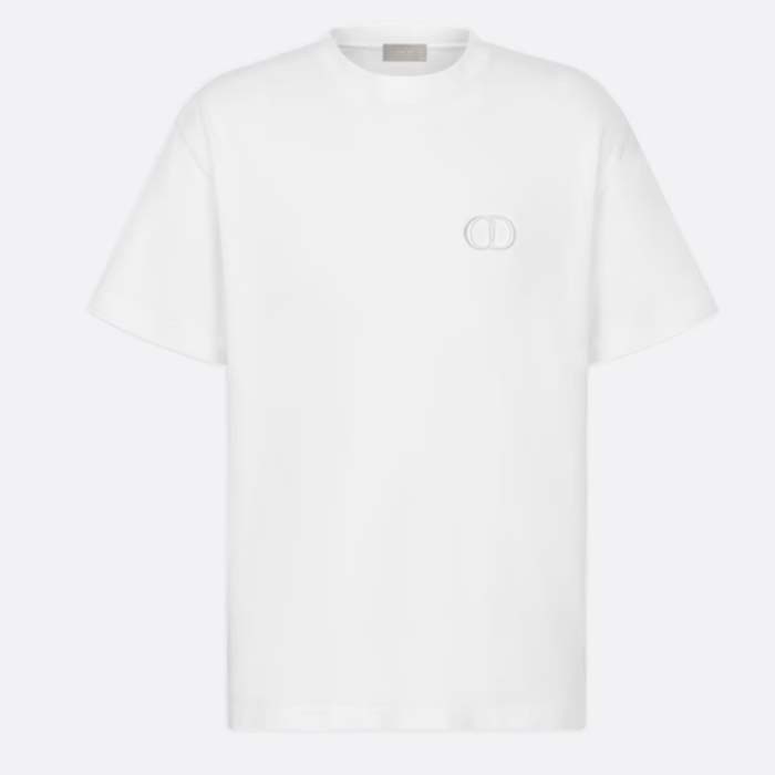 Dior Men CD Icon Relaxed-Fit T-Shirt White Cotton Jersey