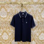 Dior Women CD Polo Shirt Bee Embroidery Black Cotton Piqué - Bild 2