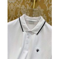 Dior Men CD Polo Shirt Bee Embroidery White Cotton Piqué (9)