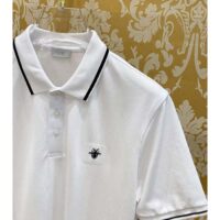 Dior Men CD Polo Shirt Bee Embroidery White Cotton Piqué (9)