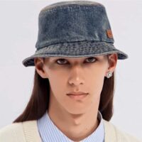 Dior Unisex CD Dior Denim Bucket Hat Blue Cotton Denim (3)