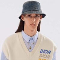 Dior Unisex CD Dior Denim Bucket Hat Blue Cotton Denim (3)