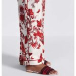 Dior Unisex CD Dway Slide White Red Embroidered Cotton Papillons - immagine 9