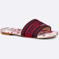 Dior Unisex CD Dway Slide White Red Embroidered Cotton Papillons (7)