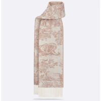 Dior Unisex CD Toile De Jouy Sauvage Scarf Rose Cashmere Wool (8)