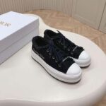 Dior Unisex CD Walk'N'Dior Platform Sneaker Black Fringed Cotton Canvas Embroideries - Image 3