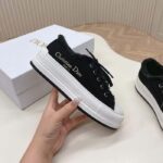 Dior Unisex CD Walk'N'Dior Platform Sneaker Black Fringed Cotton Canvas Embroideries - Image 9