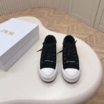 Dior Unisex CD Walk'N'Dior Platform Sneaker Black Fringed Cotton Canvas Embroideries - Image 4