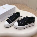 Dior Unisex CD Walk'N'Dior Platform Sneaker Black Fringed Cotton Canvas Embroideries - Image 5