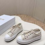 Dior Unisex CD Walk'N'Dior Platform Sneaker Ecru Fringed Cotton Canvas Embroideries - immagine 5