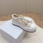 Dior Unisex CD Walk'N'Dior Platform Sneaker Ecru Fringed Cotton Canvas Embroideries - immagine 2