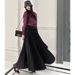 Dior Women CD Mid-Length Pleated Skirt Black Cotton Silk Poplin - immagine 10