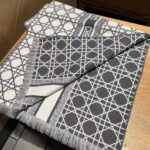 Dior Unisex CD Cannage Scarf Gray Ecru Cashmere Virgin Wool - Bild 4