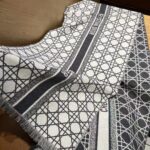 Dior Unisex CD Cannage Scarf Gray Ecru Cashmere Virgin Wool - Bild 5