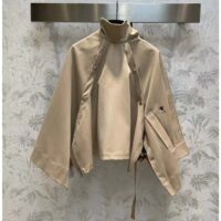 Dior Women CD Cape-Effect Peacoat Beige Cotton Gabardine (14)