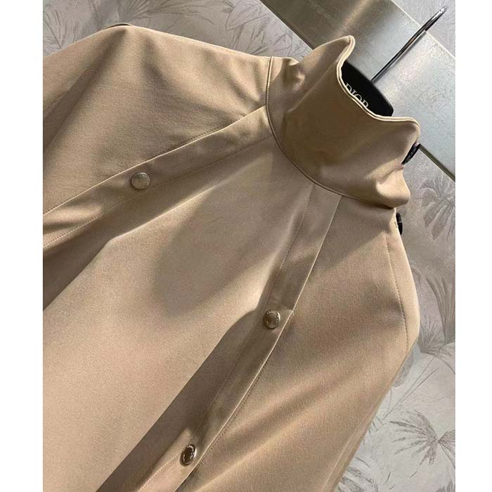 Dior Women CD Cape-Effect Peacoat Beige Cotton Gabardine
