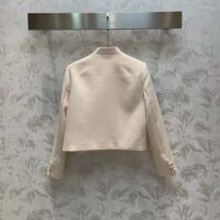 Dior Women CD Cropped Jacket Ecru Wool Silk Long Sleeves (6)