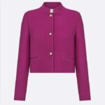 Dior Women CD Cropped Jacket Mulberry Wool Silk Long Sleeves