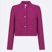 Dior Women CD Cropped Jacket Mulberry Wool Silk Long Sleeves (5)