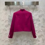 Dior Women CD Cropped Jacket Mulberry Wool Silk Long Sleeves - Image 3