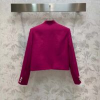 Dior Women CD Cropped Jacket Mulberry Wool Silk Long Sleeves (5)