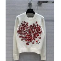 Dior Women CD Embroidered Sweater Red Cashmere Knit Le Cœur (9)