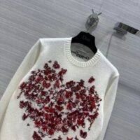 Dior Women CD Embroidered Sweater Red Cashmere Knit Le Cœur (9)