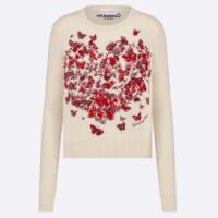 Dior Women CD Embroidered Sweater Red Cashmere Knit Le Cœur (9)