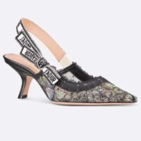 Dior Women CD J’Adior Slingback Pump Black Multicolor Transparent Mesh Butterfly (10)