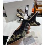 Dior Women CD J'Adior Slingback Pump Black Multicolor Transparent Mesh Butterfly - Image 5