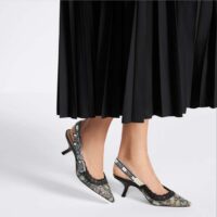 Dior Women CD J’Adior Slingback Pump Black Multicolor Transparent Mesh Butterfly (10)