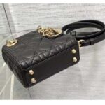 Dior Women CD Lady Dior Micro Bag Black Cannage Lambskin - Imagen 4